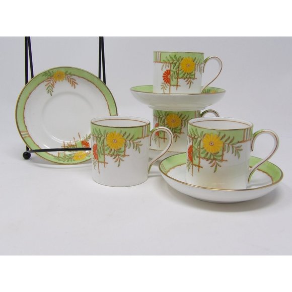 Vintage Aynsley England Bone China Demitasse Cups and Saucers Set of 4 White and - Picture 6 of 10